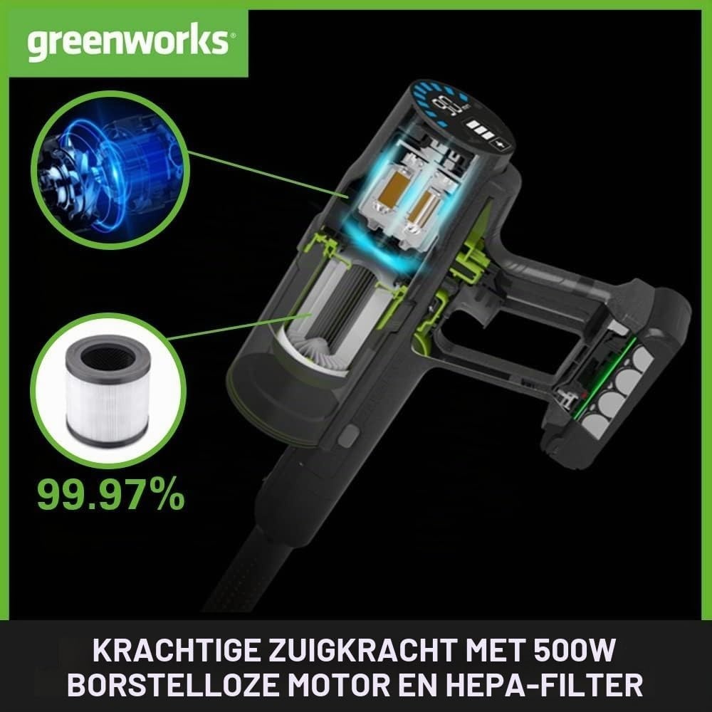 Greenworks 4700607, 24V Stick Vac, Wall-Mount, Deluxe, groen, Vert
