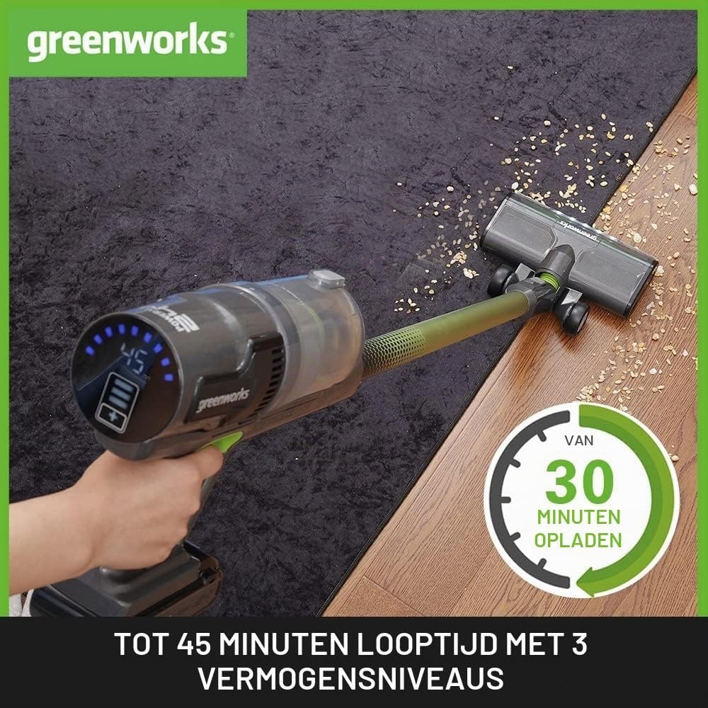 Greenworks 4700607, 24V Stick Vac, Wall-Mount, Deluxe, groen, Vert