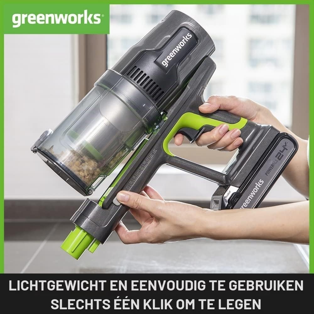 Greenworks 4700607, 24V Stick Vac, Wall-Mount, Deluxe, groen, Vert