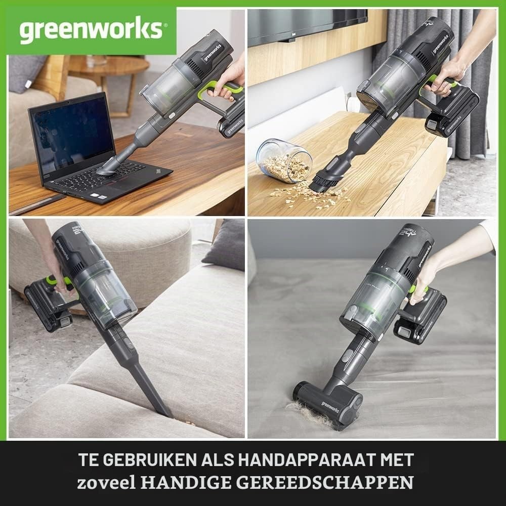 Greenworks 4700607, 24V Stick Vac, Wall-Mount, Deluxe, groen, Vert