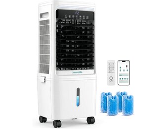 SereneLife Evaporatieve Koeler en Ventilator – Krachtige Luchtstroom, 25L Waterreservoir, Wi-Fi en IJsfunctie – Ideaal voor Thuis en Kantoor