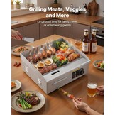 VEVOR Elektrische grillplaat voor commercieel koken, kookoppervlak 450 x 300 mm, dikte ijzeren plaat 8 mm, temperatuur instelbaar tussen 50 °C en 300 °C, voor steak, barbecue, grillgerechten