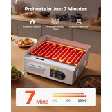 VEVOR Elektrische grillplaat voor commercieel koken, kookoppervlak 450 x 300 mm, dikte ijzeren plaat 8 mm, temperatuur instelbaar tussen 50 °C en 300 °C, voor steak, barbecue, grillgerechten
