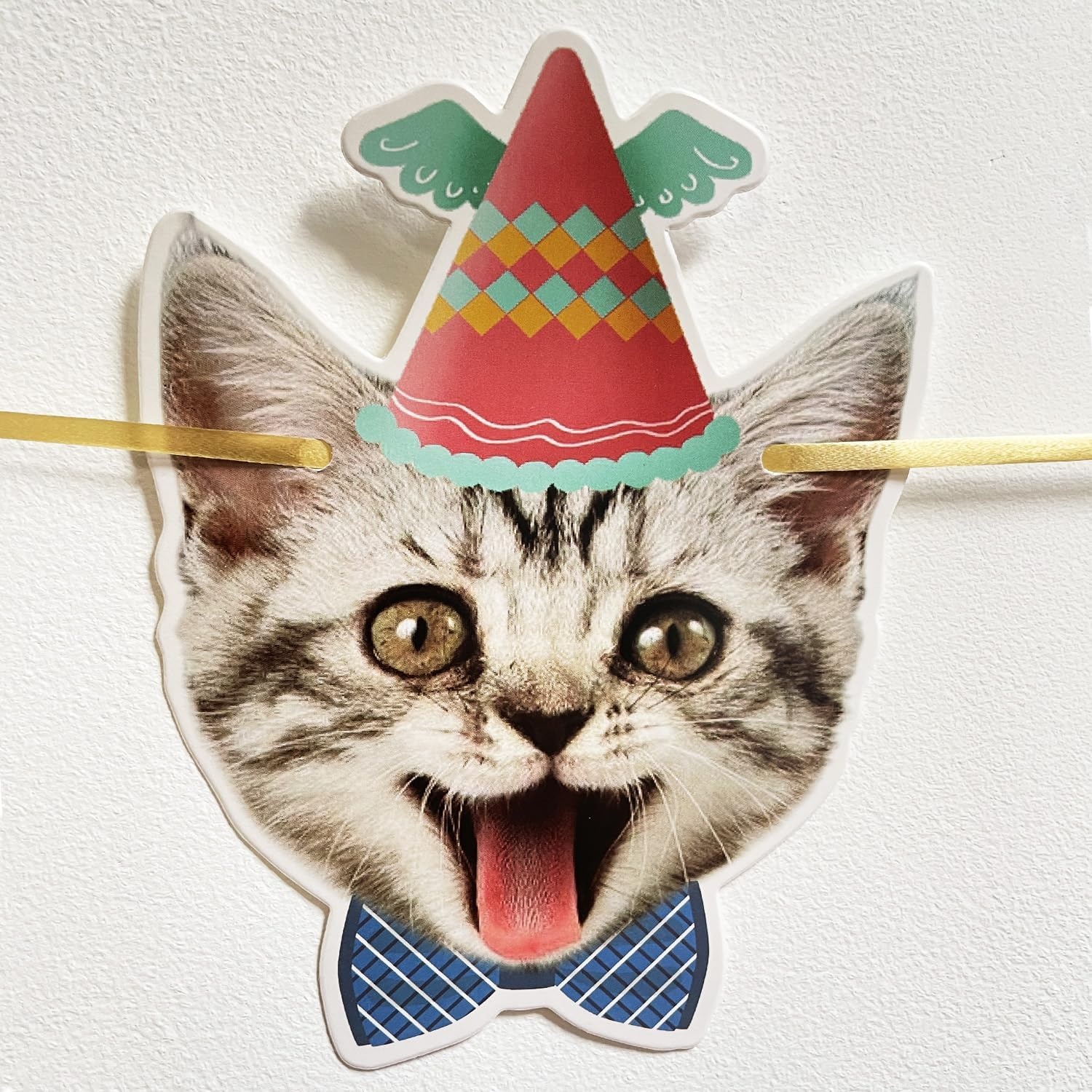 Katten Happy Birthday-banner, kattengezichtdecoratie, kattenverjaardagsslinger, kattenverjaardagsdecoratie, kroon, decoratie, katten, verjaardagsbanner voor kittenthema, verjaardagsfeestaccessoires