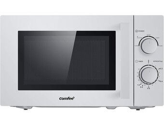 Comfee CMSN 20 si magnetron, solo-magnetron met 5 standen, binnenverlichting, easy derost, 360° draaiplateau, twee draaiknoppen, 20 l/700 W, zilver