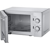 Comfee CMSN 20 si magnetron, solo-magnetron met 5 standen, binnenverlichting, easy derost, 360° draaiplateau, twee draaiknoppen, 20 l/700 W, zilver