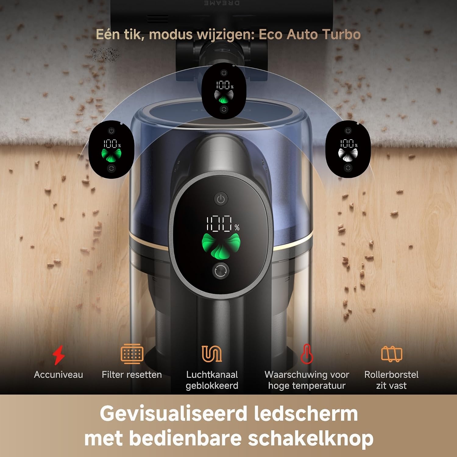 DREAME R20 Pro-A Snoerloze Stofzuiger,90° buigbaar26000 Pa/200AW