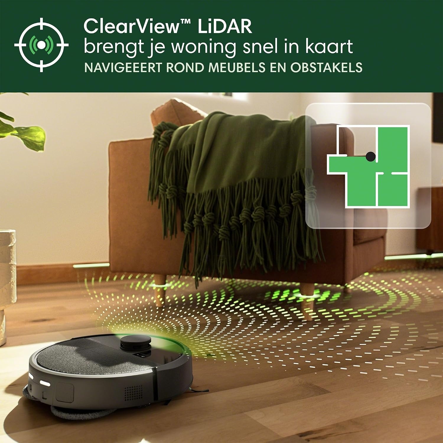 iRobot Roomba® Plus 405 Combo + AutoWash Dock Robotstofzuiger met Dweilfunctie - Multifunctioneel Dock - DualClean Dweilpads - ClearView LiDAR - 75 Dagen Zelflegend - SmartScrub - Zwart (G1850)
