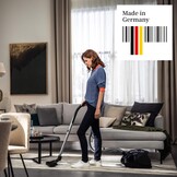 Siemens Synchropower VS06B1110 Stofzuiger met zak, hygiënefilter, vloerzuigmond voor harde vloeren en tapijt, sterke zuigkracht, lange kabel, spleetzuigmond, 700 W, blauw