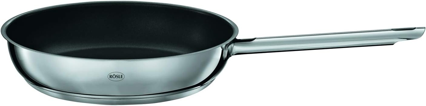 RÖSLE Elegance ProPlex Koekenpan, universele pan met antiaanbaklaag, 28 cm, roestvrij staal 18/10, geschikt voor inductie, vaatwasmachinebestendig - Maat Ø 28 cm
