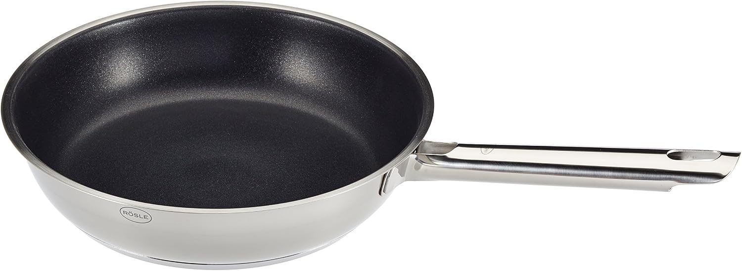RÖSLE Elegance ProPlex Koekenpan, universele pan met antiaanbaklaag, 28 cm, roestvrij staal 18/10, geschikt voor inductie, vaatwasmachinebestendig - Maat Ø 28 cm