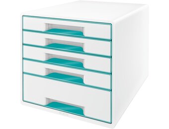 Leitz, 52142051, WOW CUBE-assortiment, Ladenblok Met 5 Laden - IJsblauw
