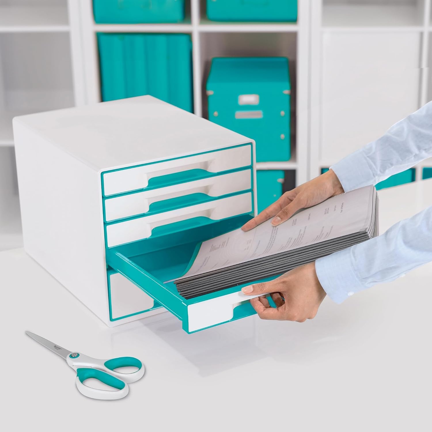 Leitz, 52142051, WOW CUBE-assortiment, Ladenblok Met 5 Laden - IJsblauw