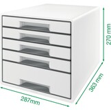 Leitz, 52142051, WOW CUBE-assortiment, Ladenblok Met 5 Laden - IJsblauw