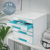 Leitz, 52142051, WOW CUBE-assortiment, Ladenblok Met 5 Laden - IJsblauw