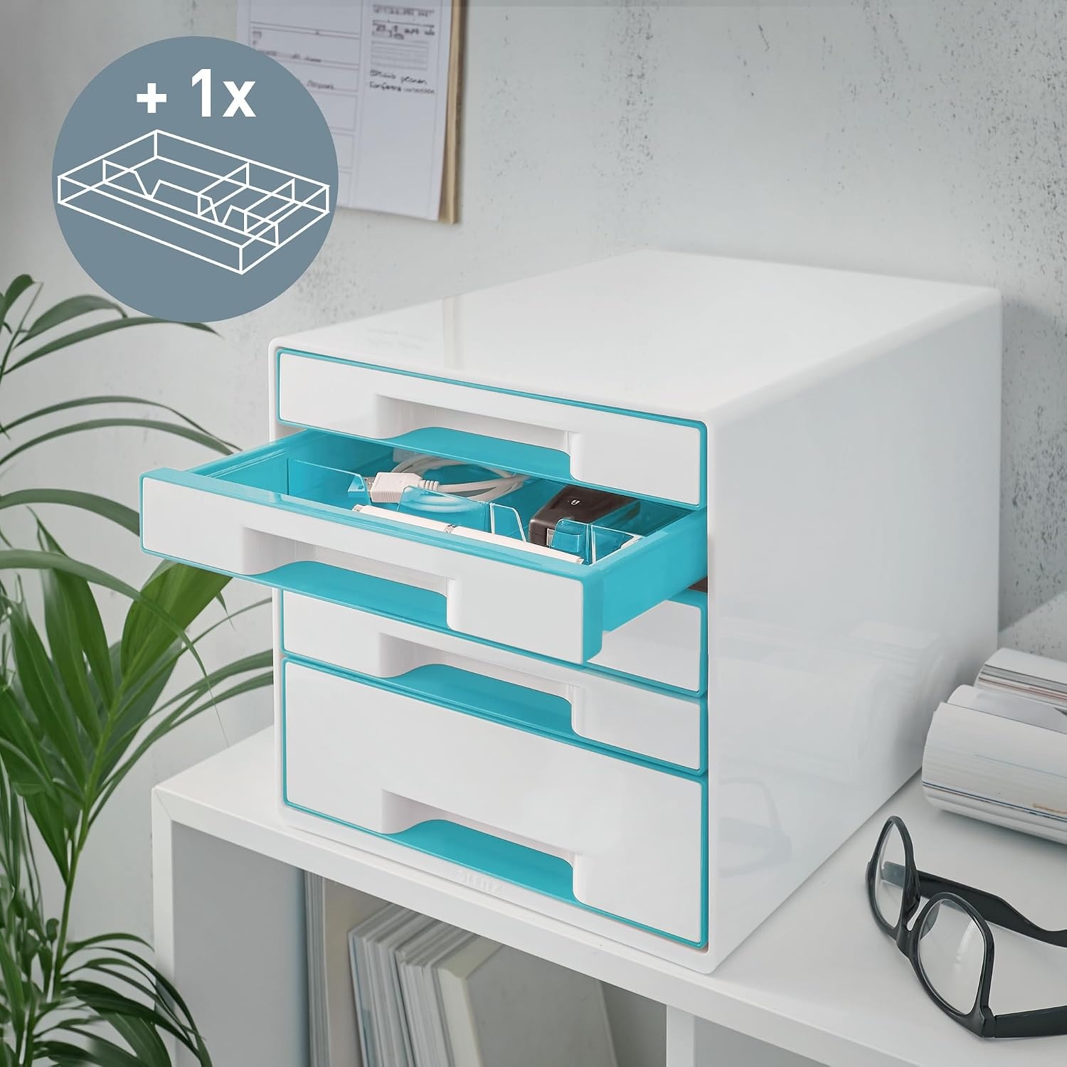 Leitz, 52142051, WOW CUBE-assortiment, Ladenblok Met 5 Laden - IJsblauw