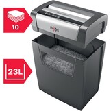 Rexel Momentum X410 Papiervernietiger, Cross Cut Snippers, Capaciteit 10 Vellen Papier, Veiligheidsniveau P-4, 23L Opvangbak (200 A4 Vellen), Zwart - Maat 356 x 423 x 238 mm
