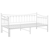 vidaXL Slaapbankframe uittrekbaar metaal wit 90x200 cm