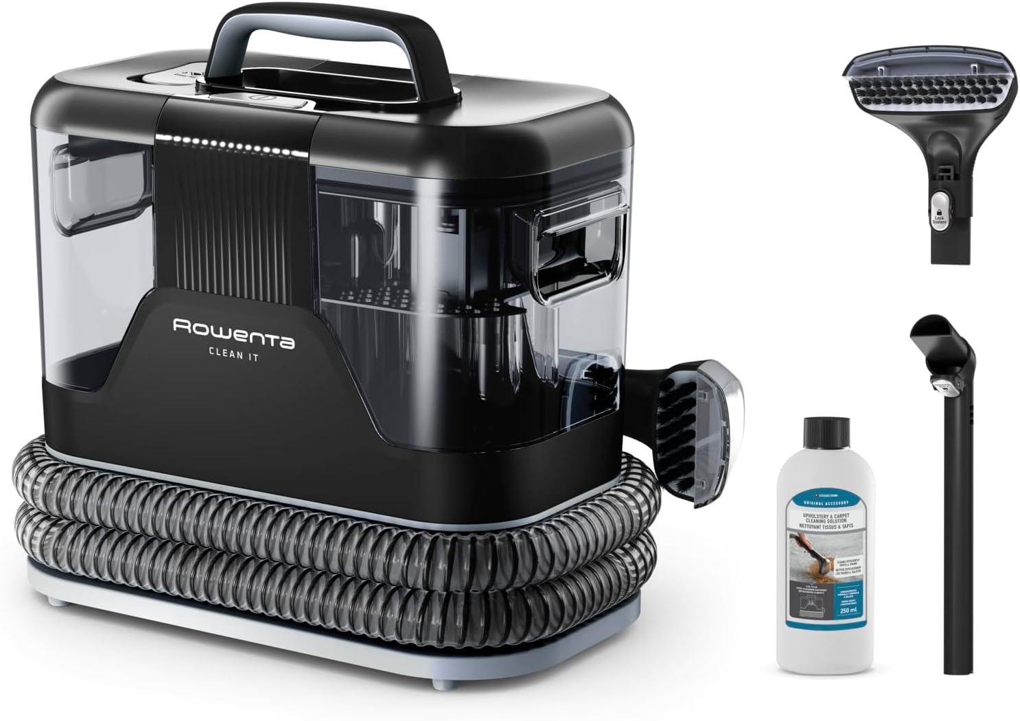 Rowenta IN5020 Clean It Vlekkenreiniger, multi-reinigende draagbare tapijtreiniger, snel & gemakkelijk schoonmaken, huisdierenpoep, tapijt, auto-interieur, 750 W, 6 acc