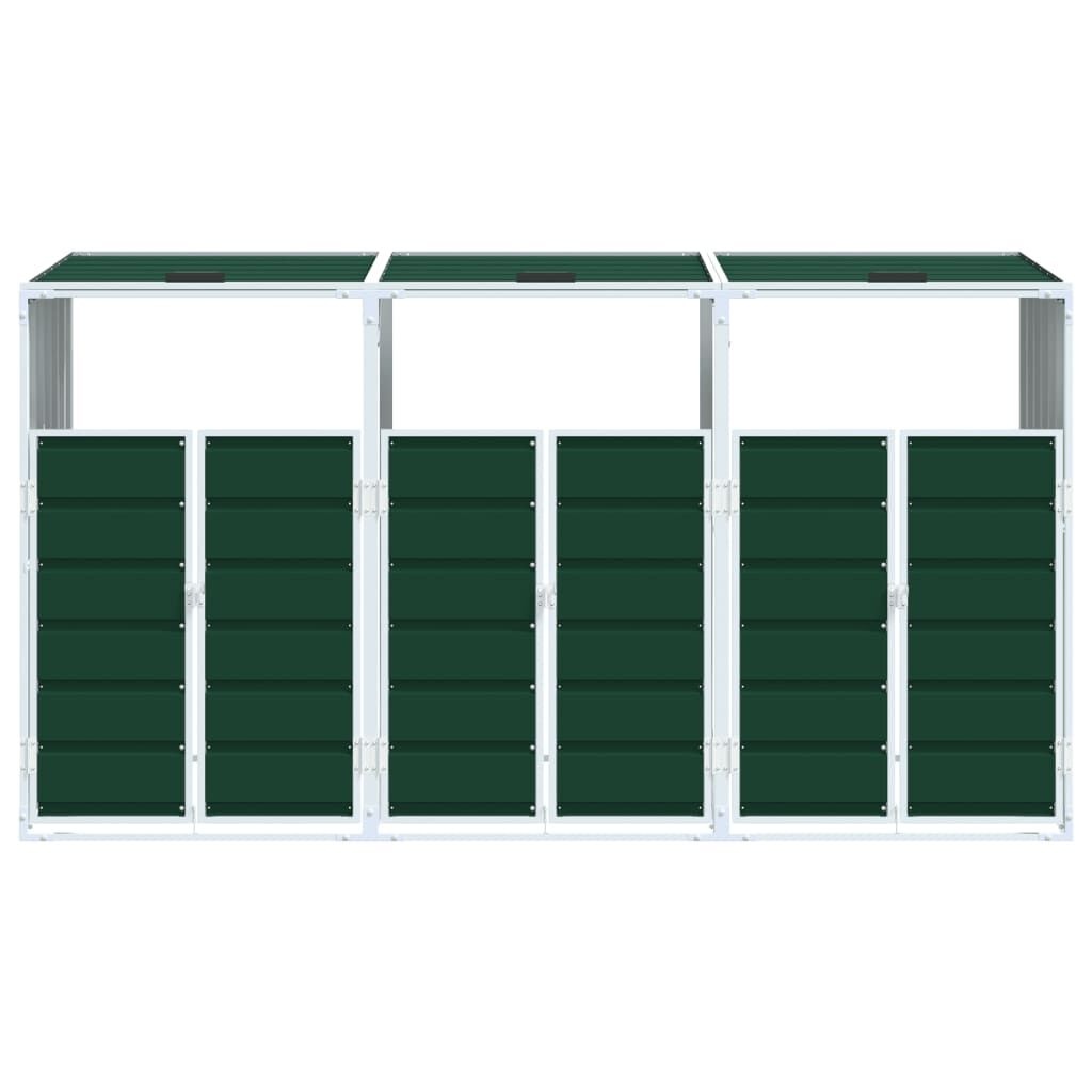 vidaXL Containerberging voor 3 containers 216x81x115 cm staal groen