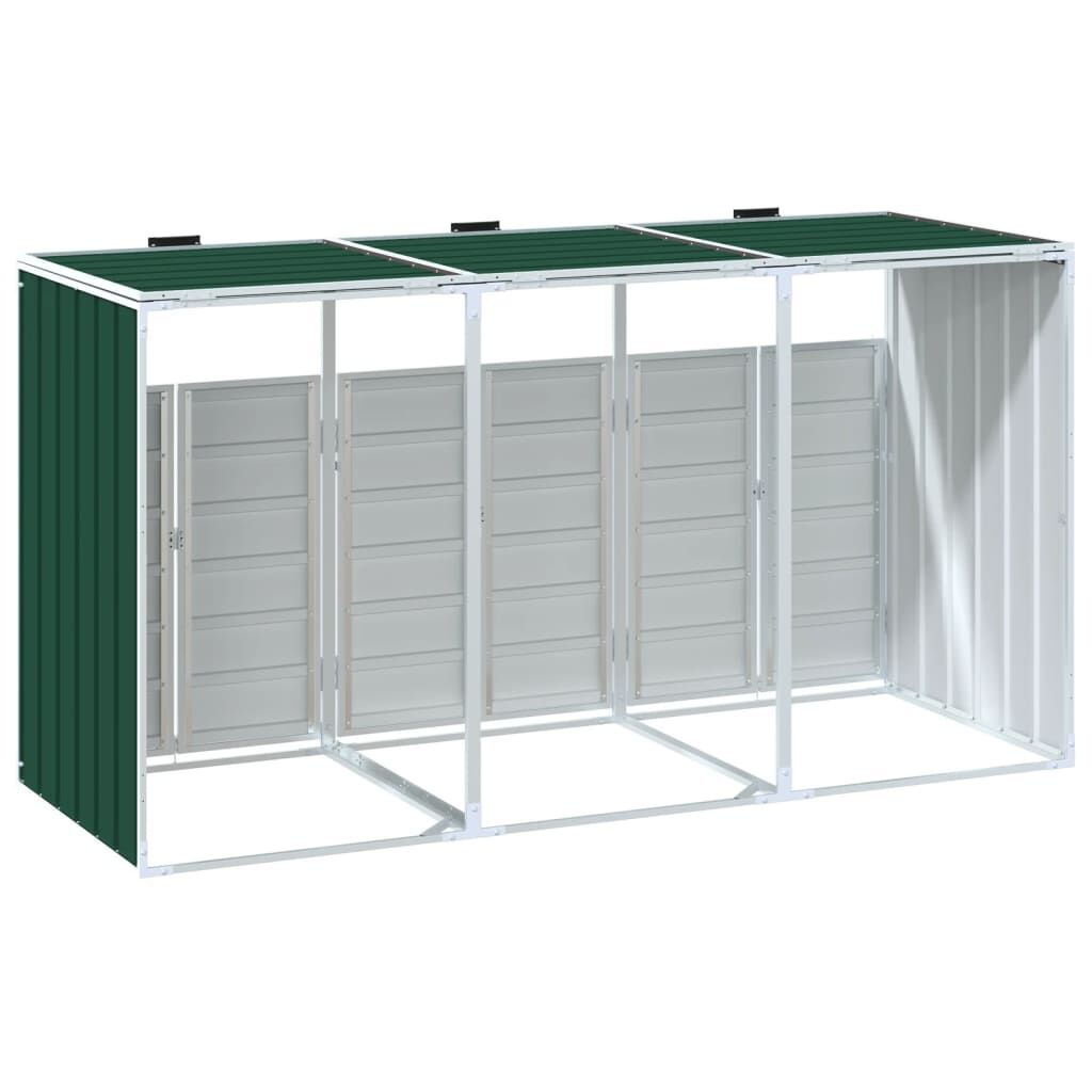 vidaXL Containerberging voor 3 containers 216x81x115 cm staal groen