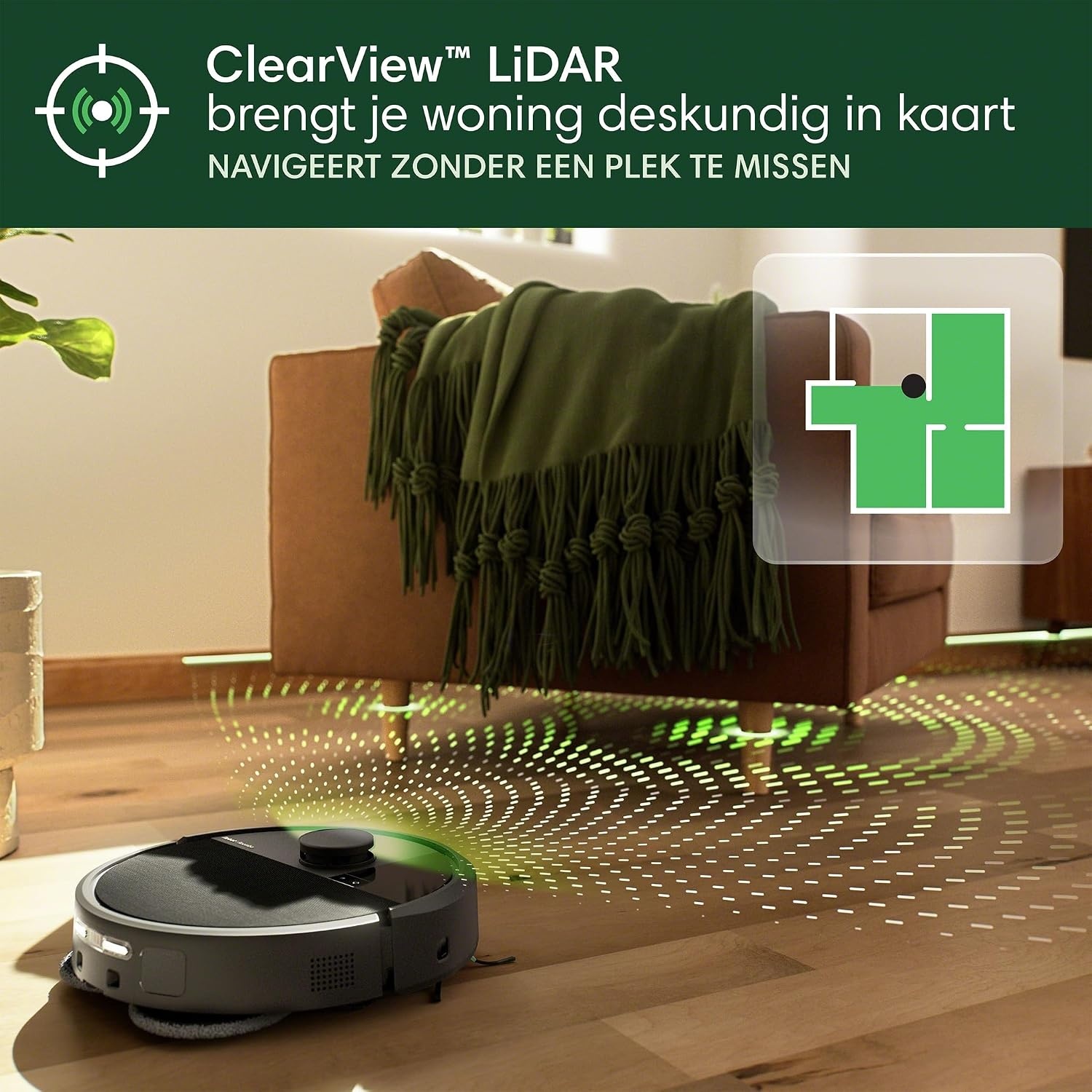 iRobot Roomba® Plus 505 Combo + AutoWash Dock Robotstofzuiger met Dweilfunctie - Multifunctioneel Dock - DualClean Dweilpads met PerfectEdge - Verwarmd Pad Drogen - ClearView Pro LiDAR - Zwart (N1850)