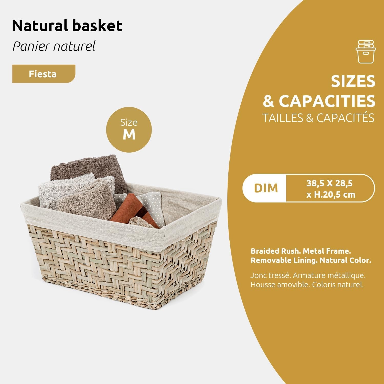 Compactor Opbergmand Beige 38.5 x 28.5 x H.20.5 cm - Maat Niet toepasbaar