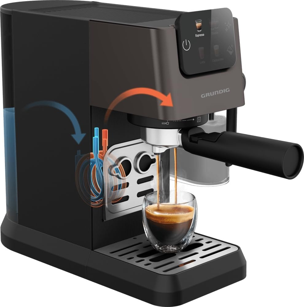 Grundig KSM 5330 Espressomachine - 1628W - 15 Bar - Met Melkreservoir - Dark Inox/Zwart
