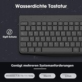 KOORUI Draadloos toetsenbord en muis, Duitse QWERTZ-lay-out, 12 functietoetsen, 2,4 GHz, stil toetsenbord voor Windows, MacOS, Linux, zwart