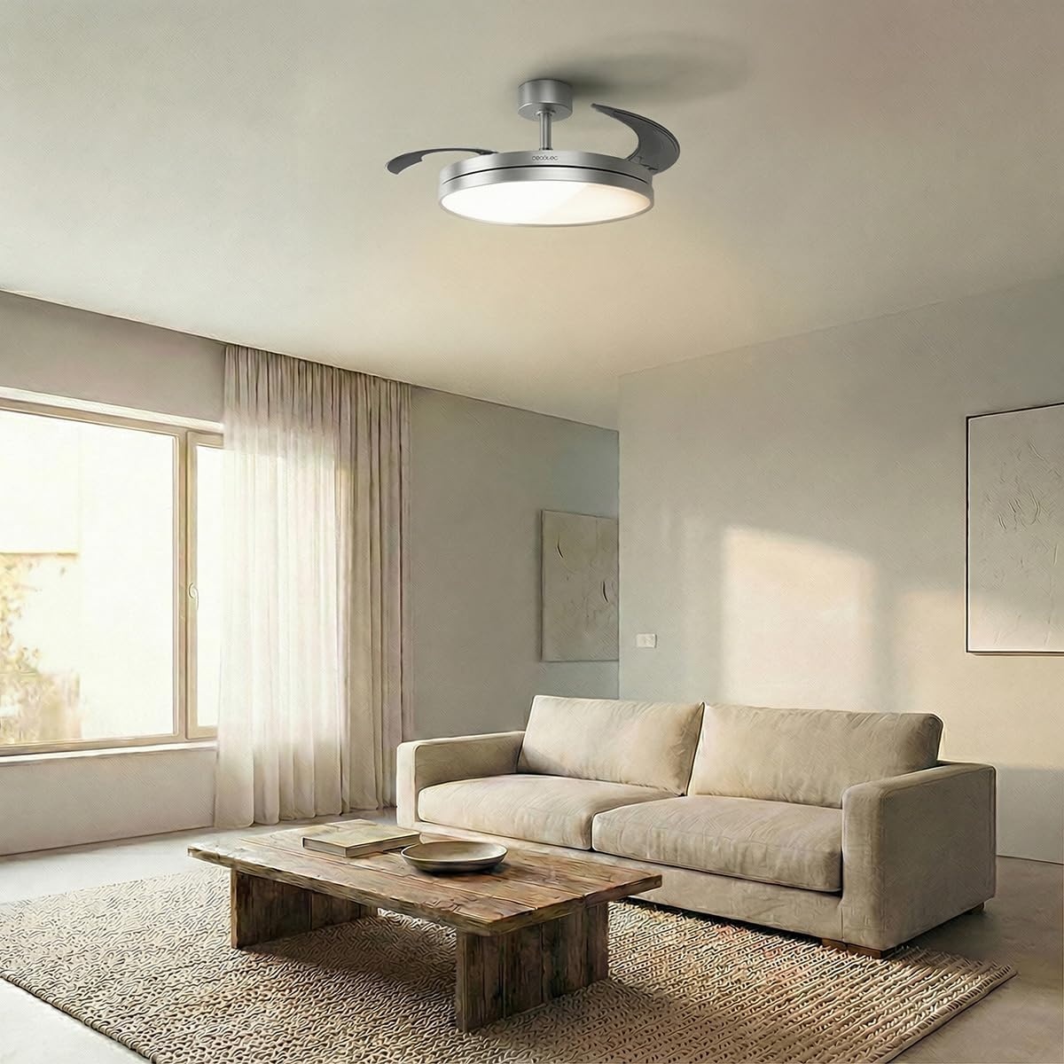 Cecotec EnergySilence Aero 2440 Plafondventilator met Licht en Intrekbare Bladen, 30W, Staal