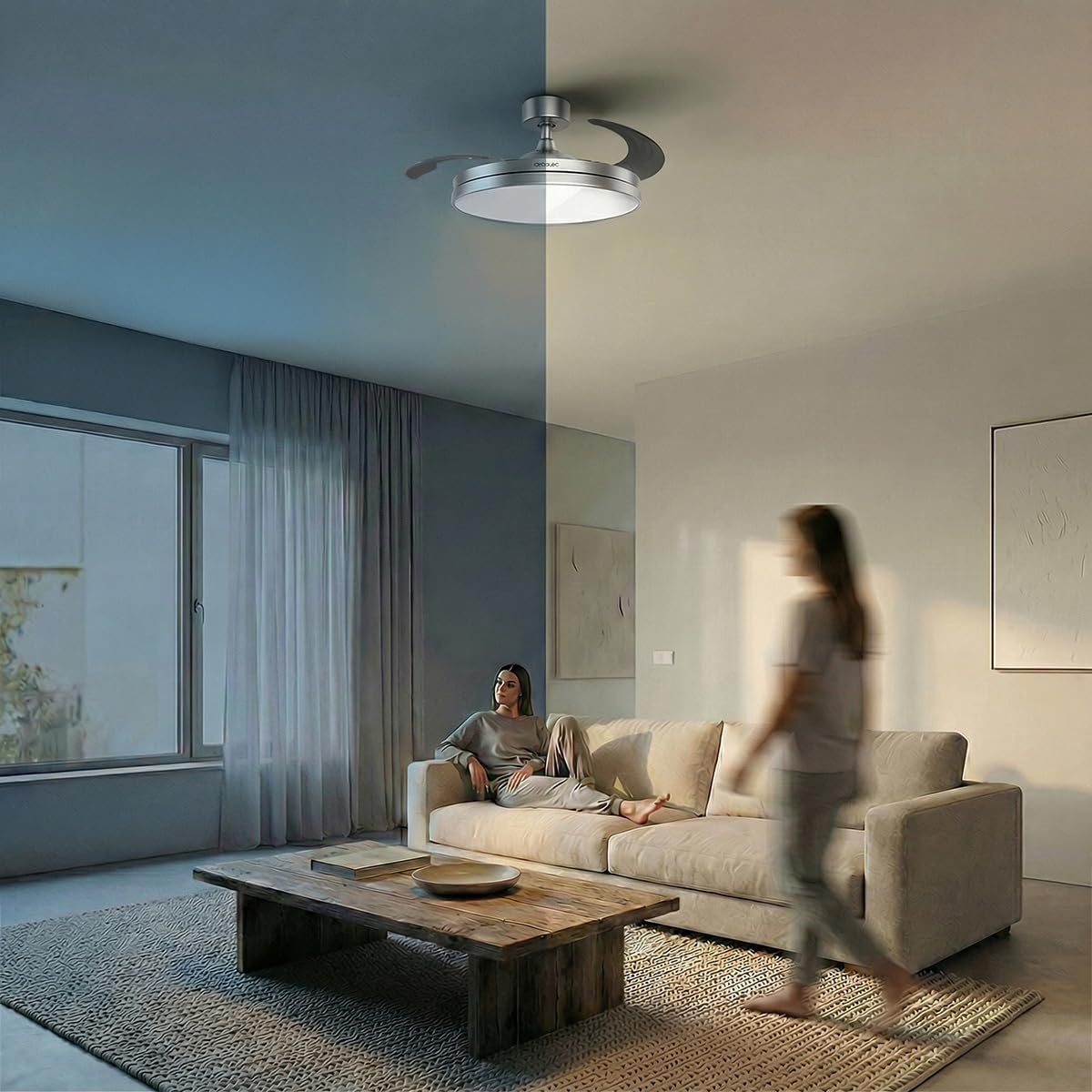 Cecotec EnergySilence Aero 2440 Plafondventilator met Licht en Intrekbare Bladen, 30W, Staal