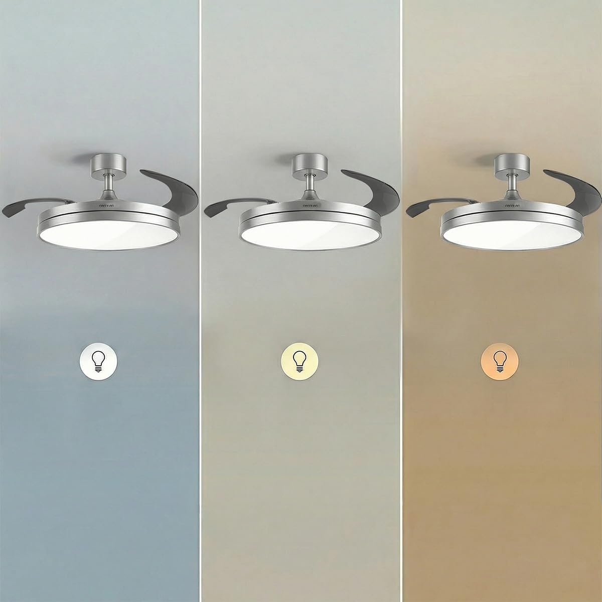 Cecotec EnergySilence Aero 2440 Plafondventilator met Licht en Intrekbare Bladen, 30W, Staal
