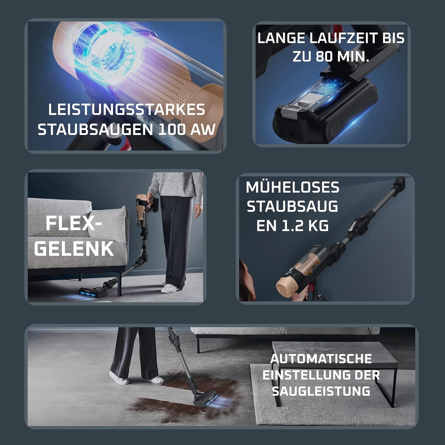 Rowenta X-Force Flex 9.80 Draadloze Steelstofzuiger - Apricot