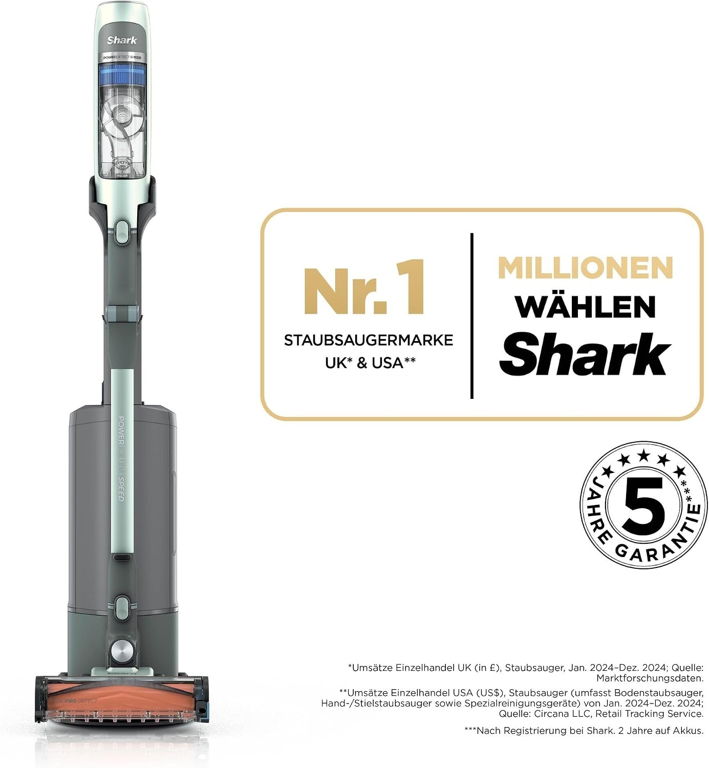Shark PowerDetect Speed Steelstofzuiger met Zelflegingsstation - Salbeigrijs