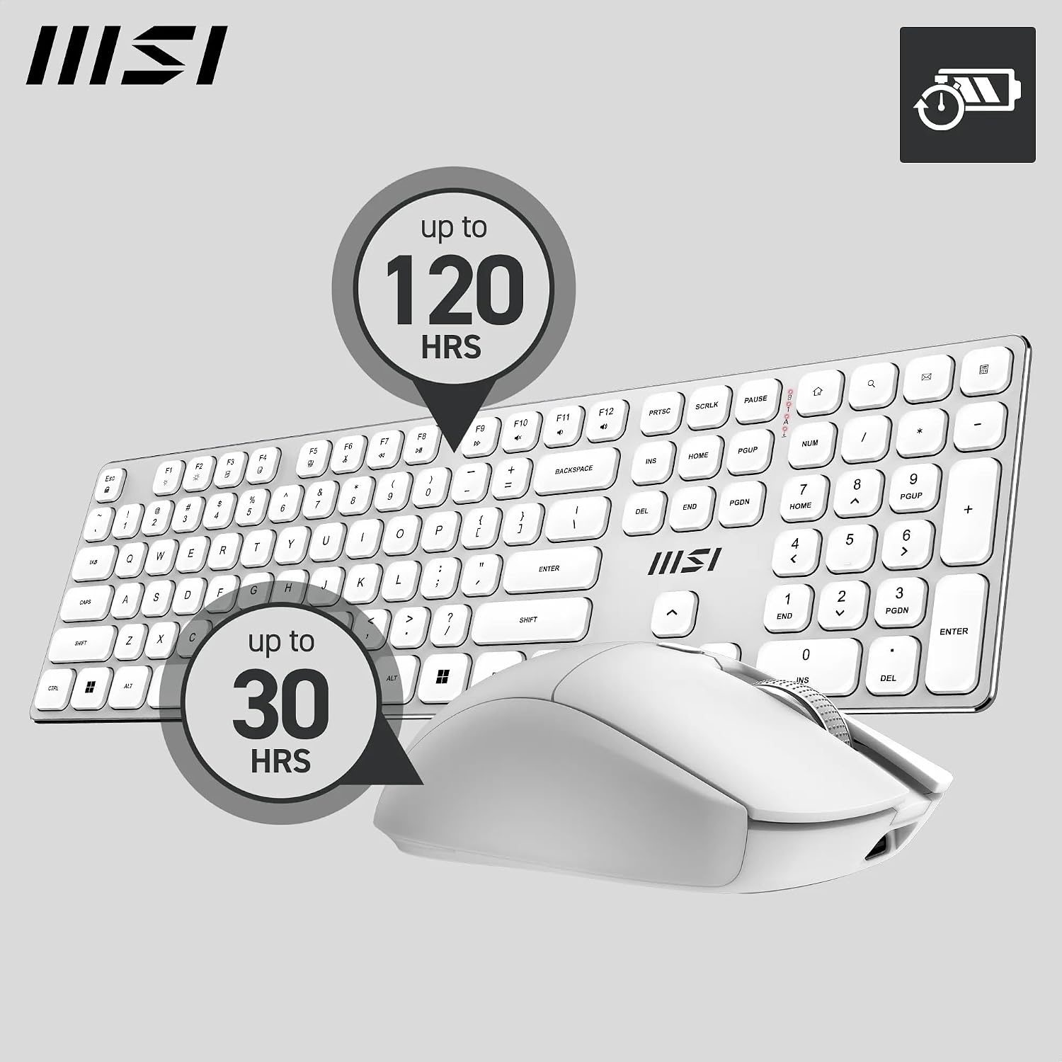 MSI FORGE K210 W Gaming Toetsenbord en Muis Combo - Wit - AZERTY