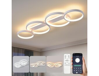 Moderne LED Plafondlamp 48W - Dimbare Ringlamp 86cm met Afstandsbediening & App (34% Korting)