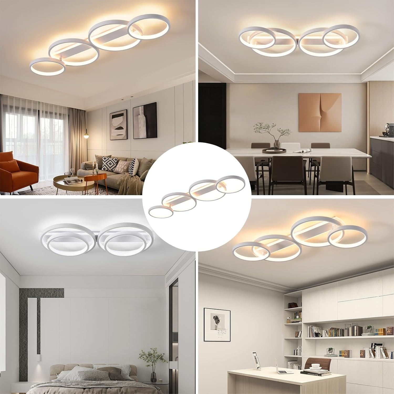 Moderne LED Plafondlamp 48W - Dimbare Ringlamp 86cm met Afstandsbediening & App (34% Korting)