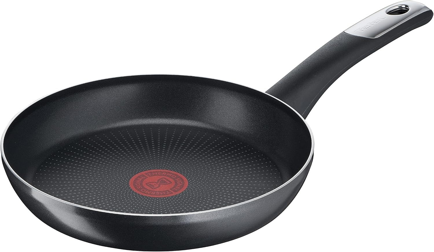 Tefal C38806 Essential koekenpan van hard titanium 28 cm | Antiaanbaklaag met titaniumdeeltjes | Temperatuurindicator voor het thermische signaal | Vaatwasmachinebestendig | Gemaakt in Frankrijk | Zwart