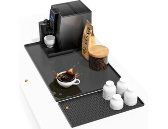 Koffiezetmachineonderlegger van siliconen, antislip en hittebestendig voor volautomatische koffiemachine, 60 × 40 cm, siliconen mat met rand, vaatwasmachinebestendig, BPA-vrij, compatibel met