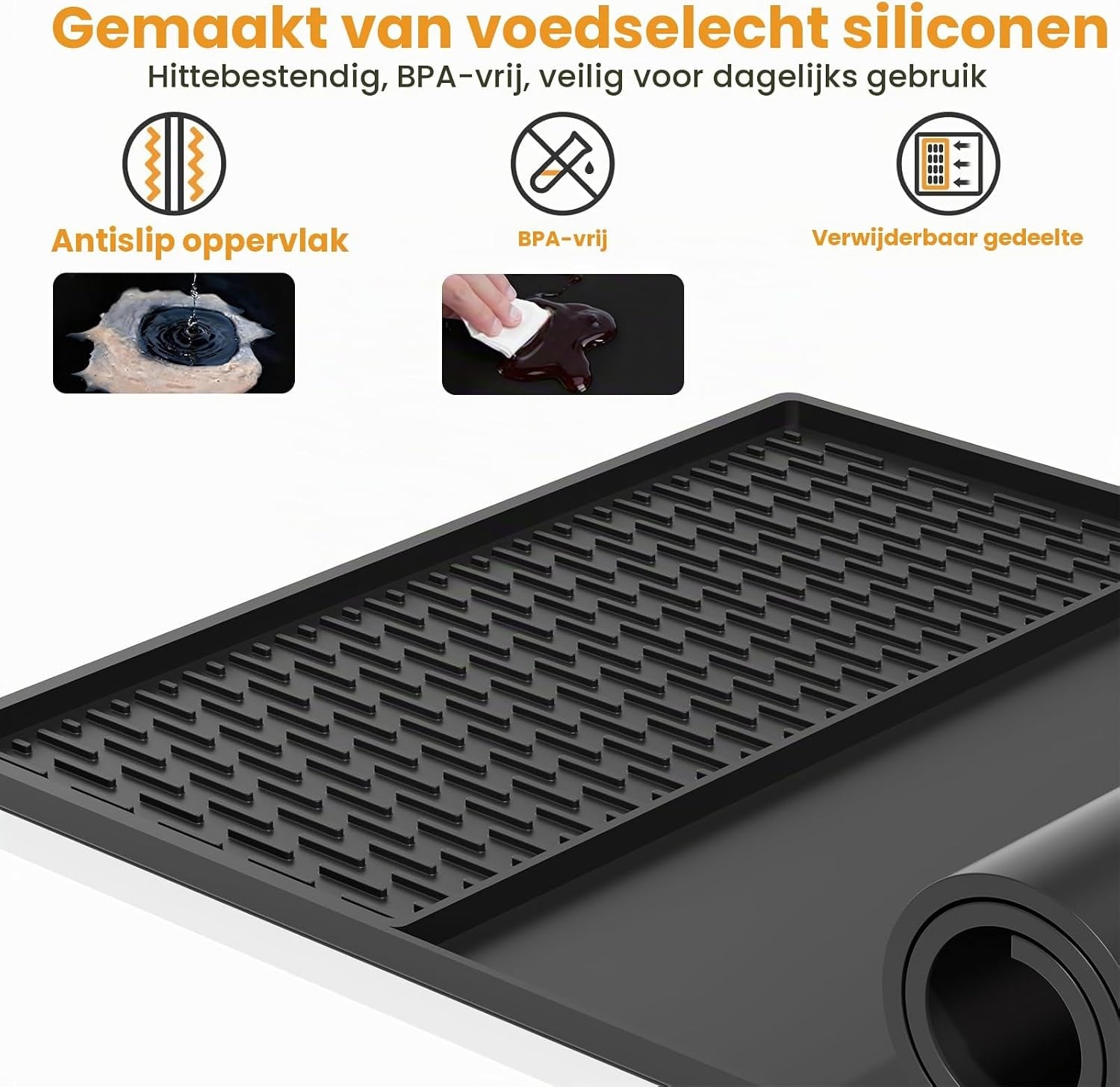 Koffiezetmachineonderlegger van siliconen, antislip en hittebestendig voor volautomatische koffiemachine, 60 × 40 cm, siliconen mat met rand, vaatwasmachinebestendig, BPA-vrij, compatibel met