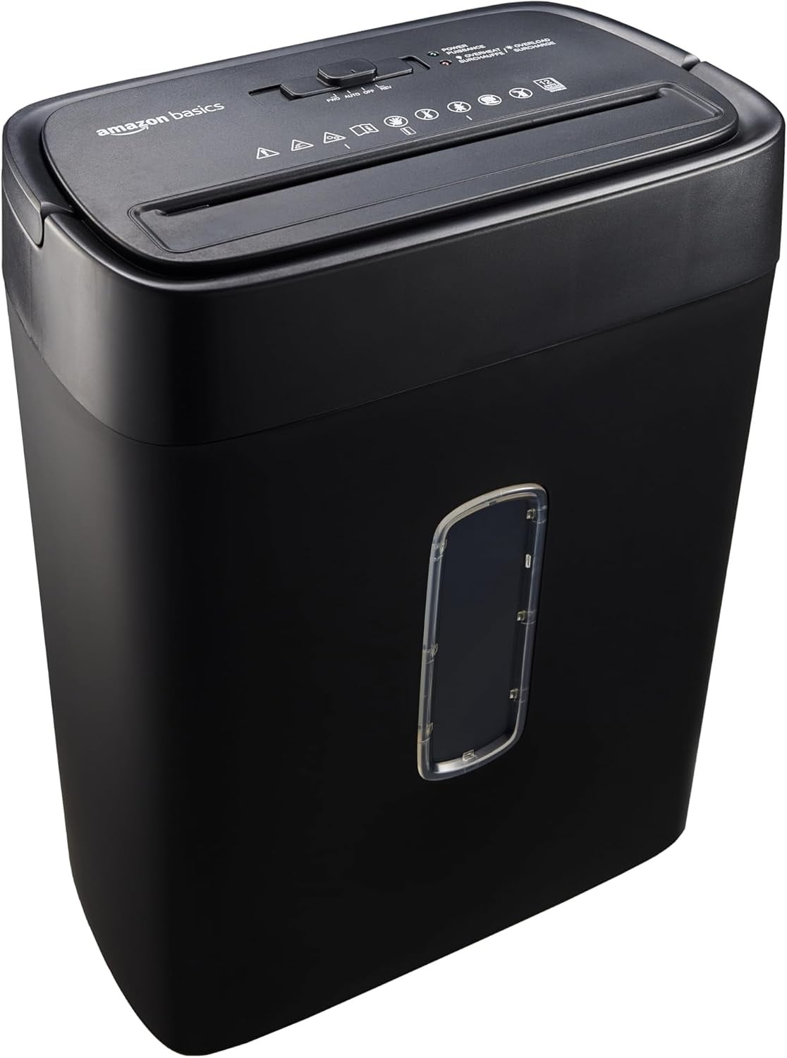Amazon Basics Papiervernietiger met dwarsdoorsnede voor 12 vellen, voor papier, cd's en creditcards, shredder (nieuw model, zwart)
