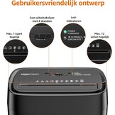 Amazon Basics Papiervernietiger met dwarsdoorsnede voor 12 vellen, voor papier, cd's en creditcards, shredder (nieuw model, zwart)