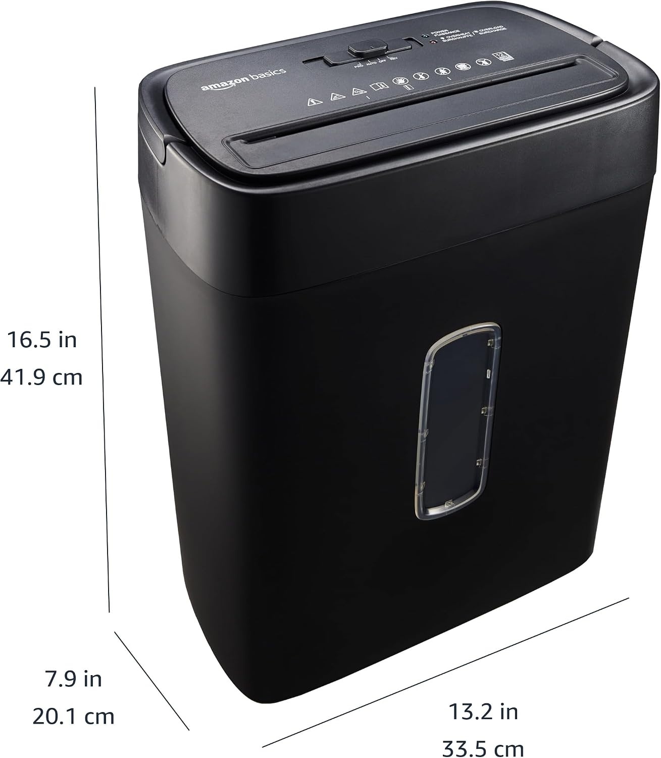 Amazon Basics Papiervernietiger met dwarsdoorsnede voor 12 vellen, voor papier, cd's en creditcards, shredder (nieuw model, zwart)
