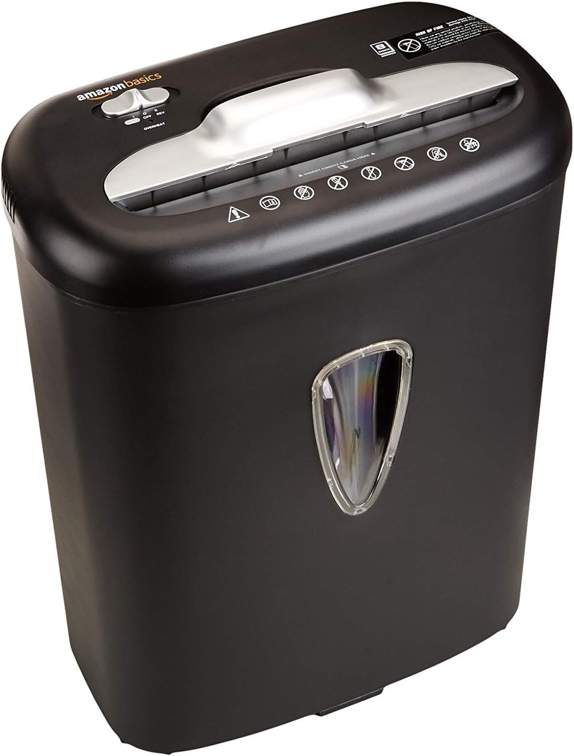 Amazon Basics Papiervernietiger met dwarsdoorsnede voor 12 vellen, voor papier, cd's en creditcards, shredder (nieuw model, zwart)
