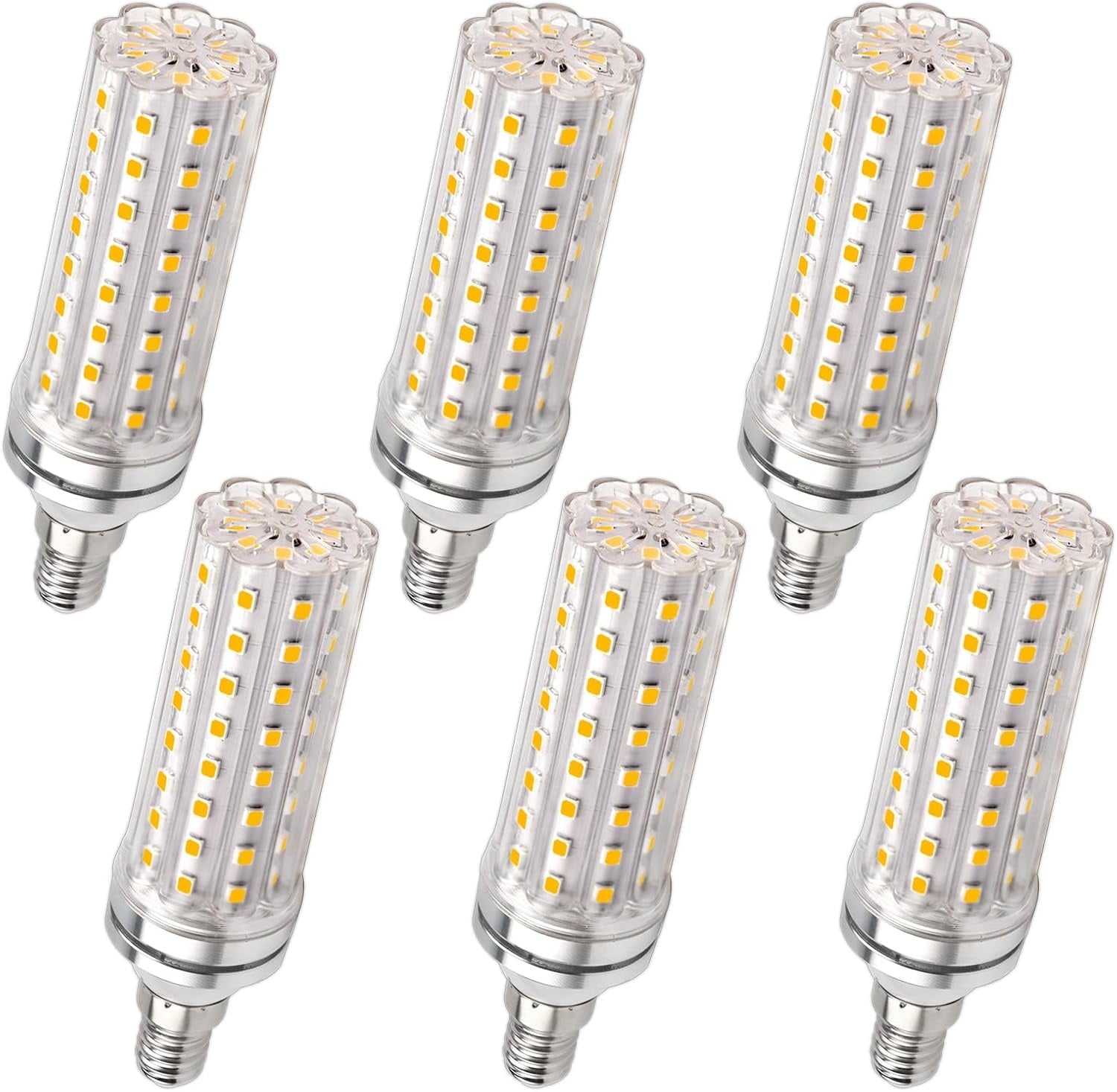 SCNNC E14 maïs LED-gloeilamp 12W, 220-240V, niet dimbaar, 1200LM koel wit 6000K, 10 0W gloeilampen equivalent, E14 LED maïs lamp kroonluchter, bureaulamp, wandlamp, Pack van 6