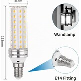 SCNNC E14 maïs LED-gloeilamp 12W, 220-240V, niet dimbaar, 1200LM koel wit 6000K, 10 0W gloeilampen equivalent, E14 LED maïs lamp kroonluchter, bureaulamp, wandlamp, Pack van 6