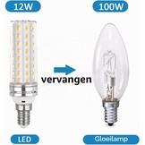 SCNNC E14 maïs LED-gloeilamp 12W, 220-240V, niet dimbaar, 1200LM koel wit 6000K, 10 0W gloeilampen equivalent, E14 LED maïs lamp kroonluchter, bureaulamp, wandlamp, Pack van 6