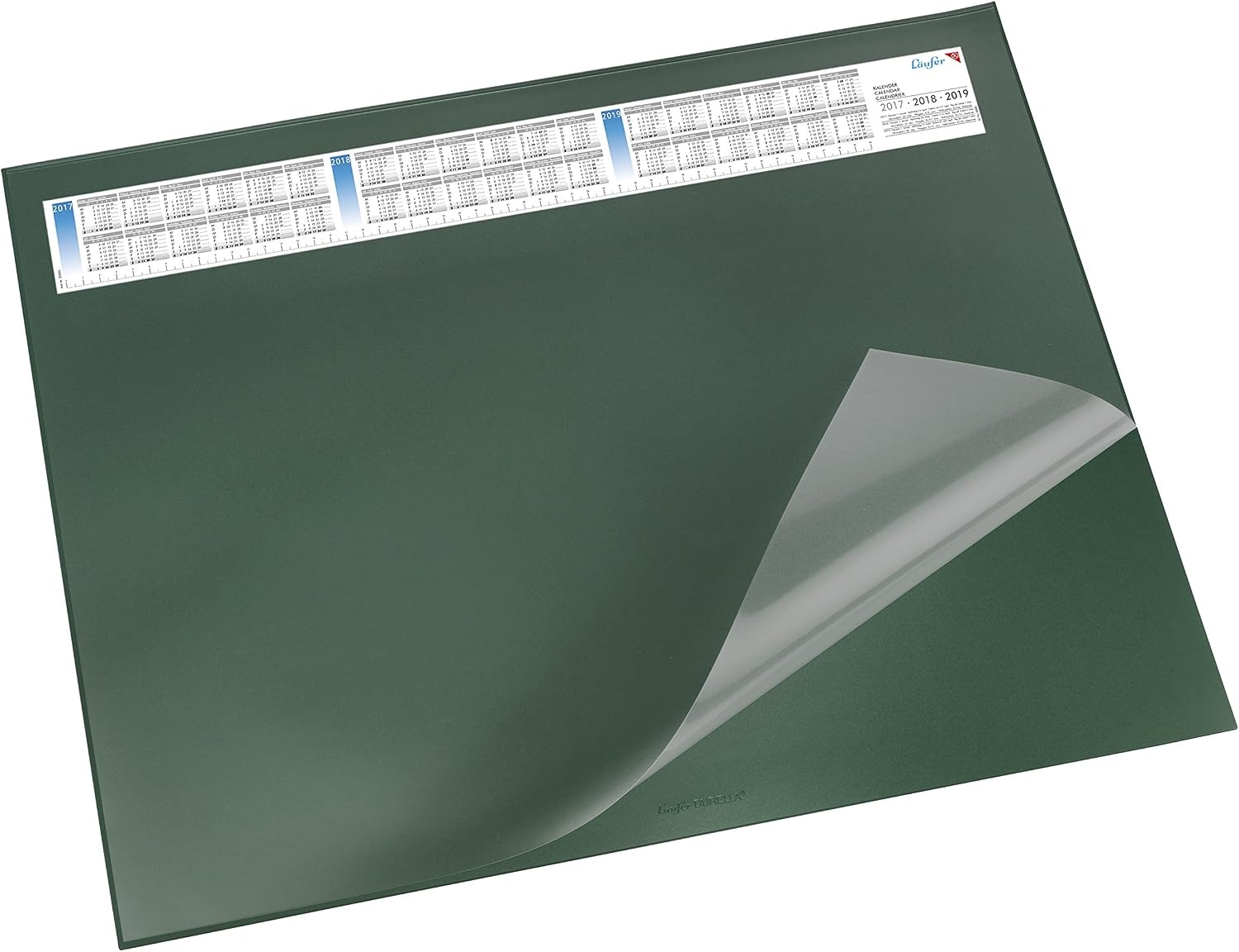 Läufer 44655 Durella DS Bureauonderlegger met transparante pad en kalender, antislip onderlegger, 52 x 65 cm, blauw