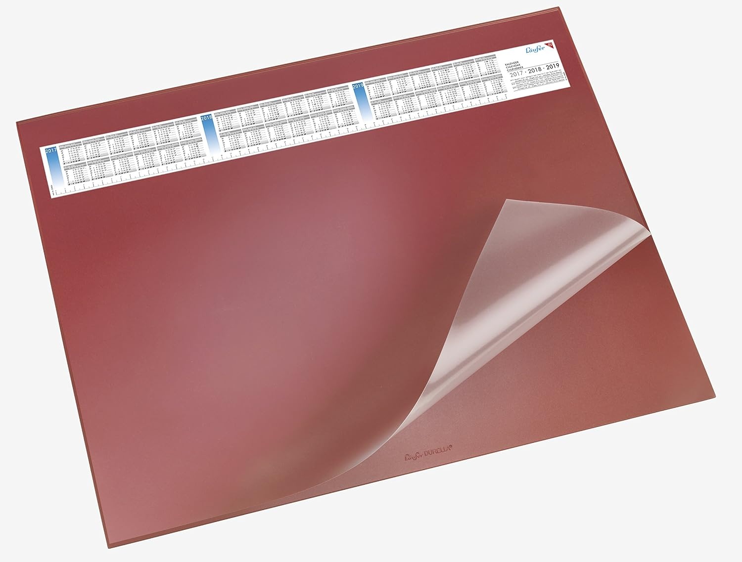 Läufer 44655 Durella DS Bureauonderlegger met transparante pad en kalender, antislip onderlegger, 52 x 65 cm, blauw