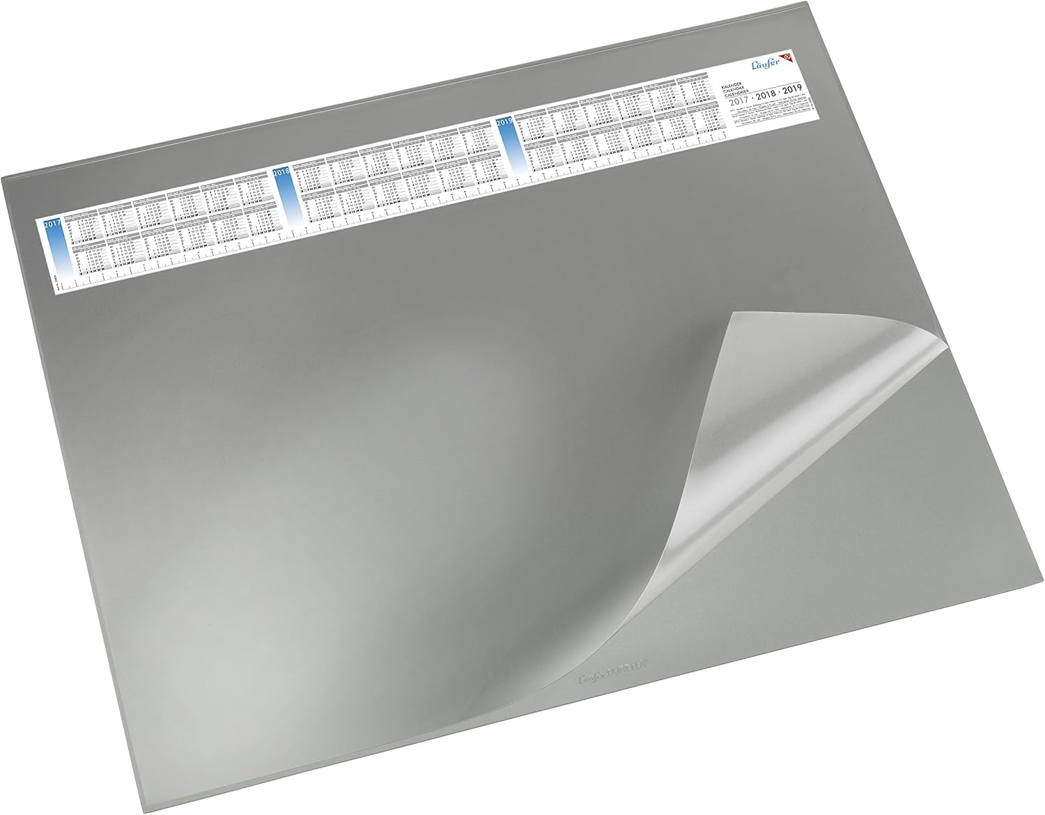 Läufer 44655 Durella DS Bureauonderlegger met transparante pad en kalender, antislip onderlegger, 52 x 65 cm, blauw